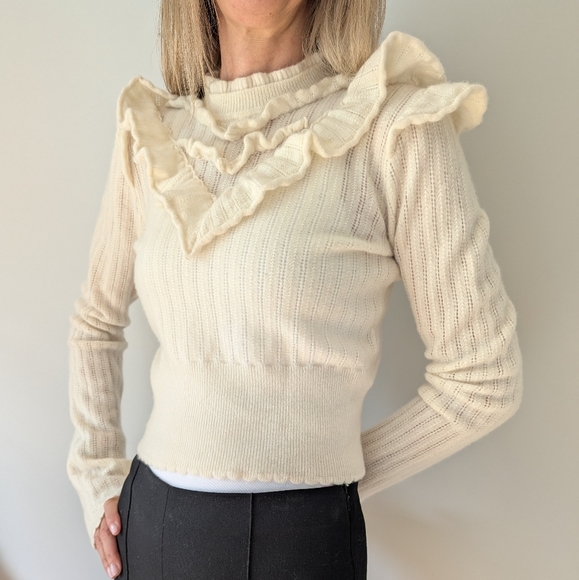 Cream Ruffle Sweater - Picture 4 of 5